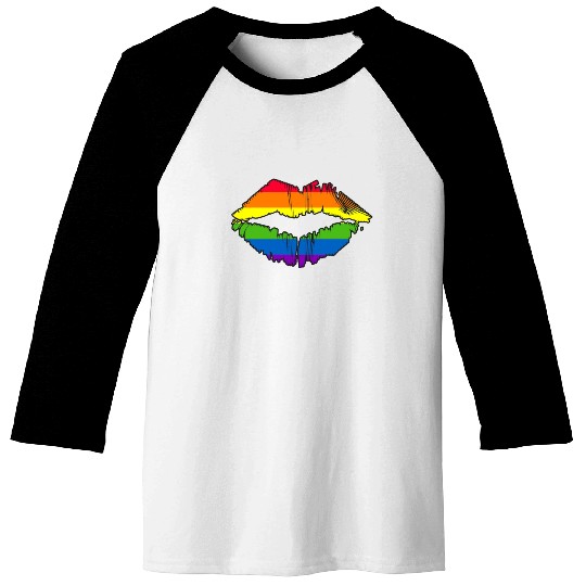 LGBTQ Gay Pride Rainbow Flag Lips Baseball Tees
