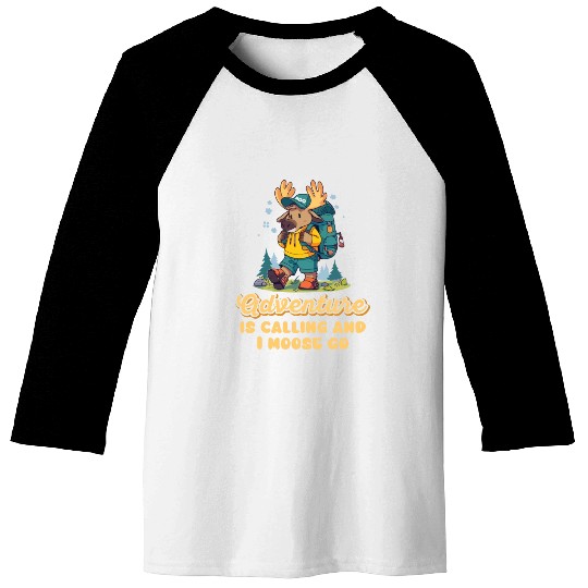 Adventure Is Calling Youth Cute Moose Baseball Tees