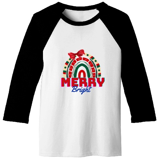Merry and bright, rainbow art Baseball Tees