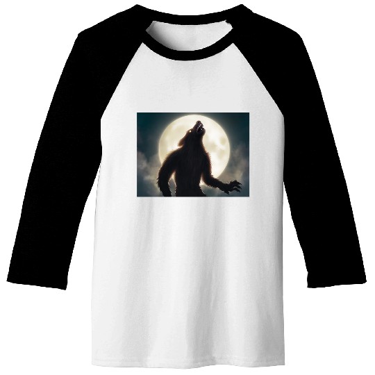 Werewolf standing in front of the moon Baseball Tees