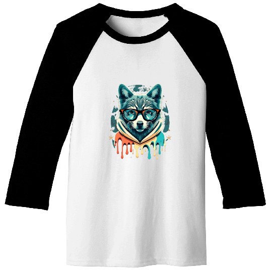 Hipster Wolf Drip Baseball Tees