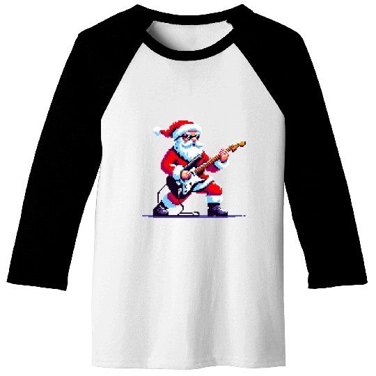 Rocking Santa 8-Bit Pixel Art Baseball Tees