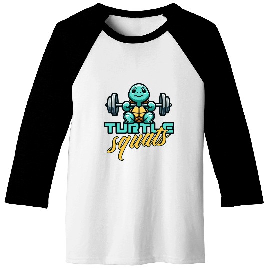 Turtle squats funny gym animals Baseball Tees