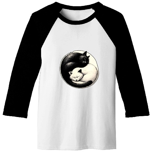 Yin and yang cats sleeping Baseball Tees