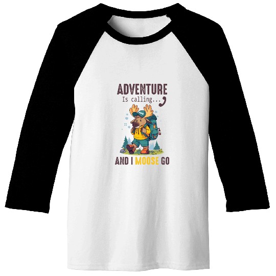 Adventure Is Calling Youth Cute Moose Baseball Tees