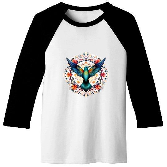 Hummingbird Mandala Art Baseball Tees