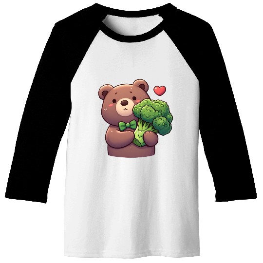 Bear in love hugs huge broccoli Baseball Tees
