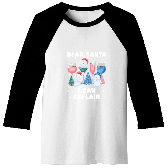 Schneemann Dear Santa I can Explain Funny Baseball Tees