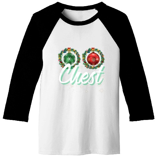 Chest Nuts Christmas Couple Funny Matching Baseball Tees