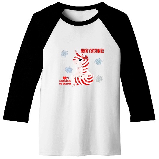 "Candy Cane the Unicorn" (Snowflake Snuggliezz) Baseball Tees