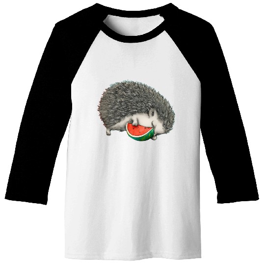 Hedgehog Sleeping With Watermelon Baseball Tees