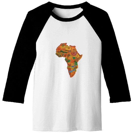 Colourful African Map For Afrocentric Lovers. Baseball Tees