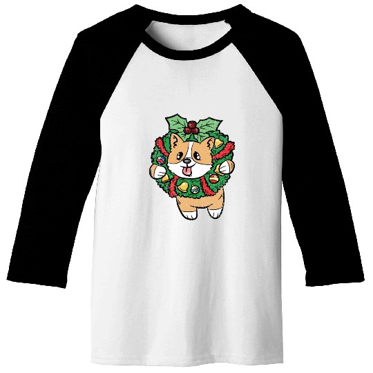 CORGI HANGIN ON CHRISTMAS DECORATION Baseball Tees
