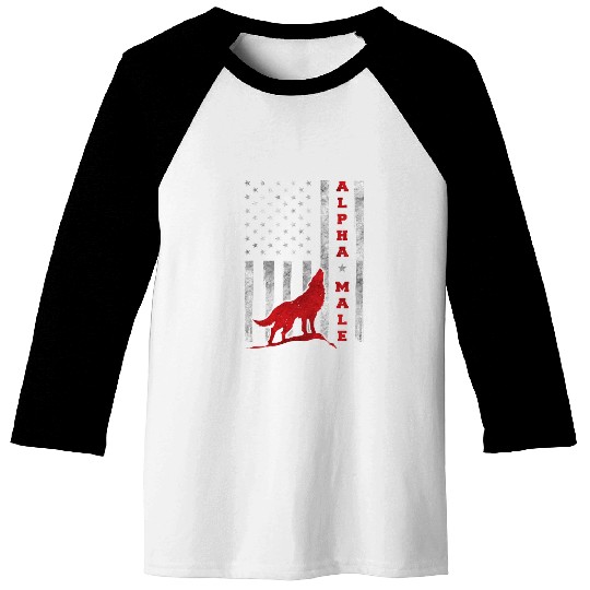 Patriotic American Wolf US Flag Baseball Tees