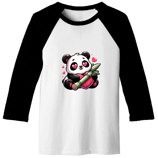 Panda Heart Eye Patches Valentine's Day Bamboo Baseball Tees