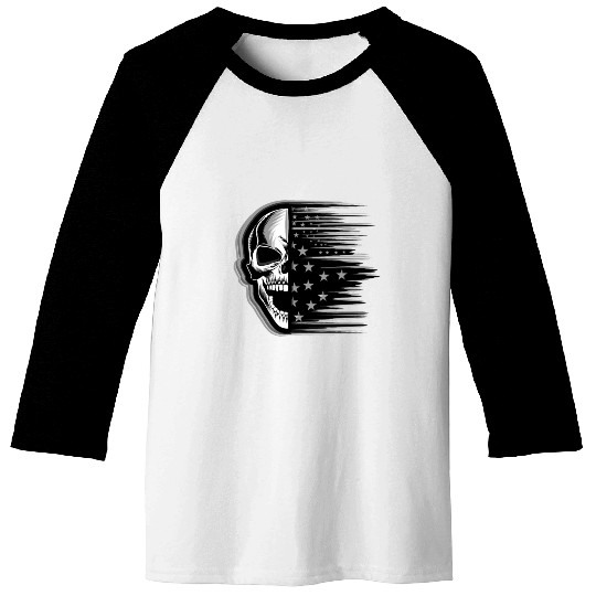 Skull on US Flag Baseball Tees