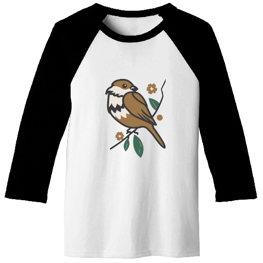 Sparrow Bird On A Branch Baseball Tees