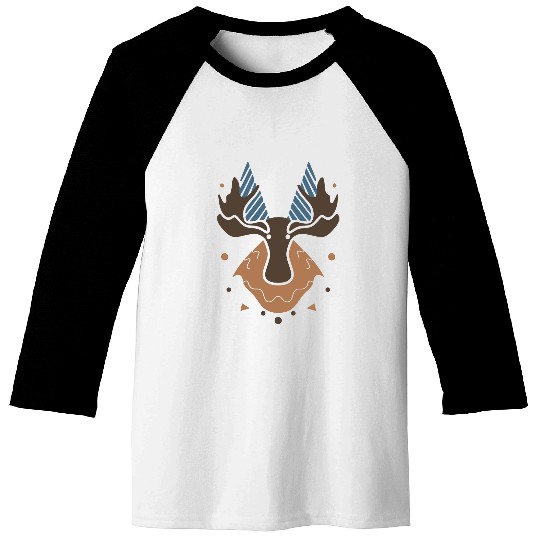Moose Mountains Design Boho Style Vector 3 Colors Baseball Tees