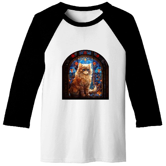 Persian cat in stained glass Baseball Tees