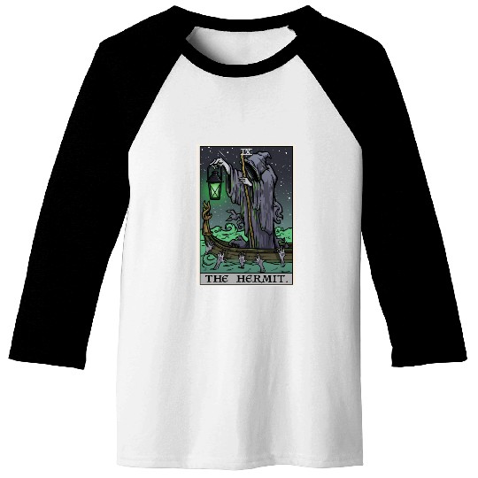 The Hermit Tarot Card Gothic Halloween Grim Reaper Baseball Tees