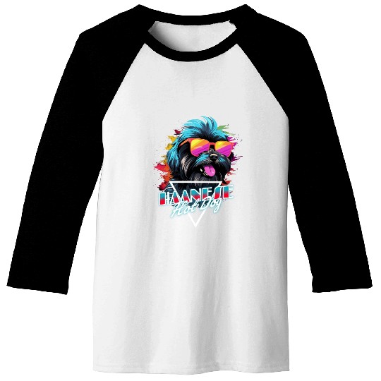 Retro Wave Havanese Hot Dog Baseball Tees