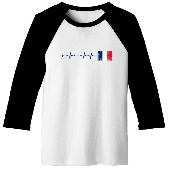 France Flag Heartbeat Baseball Tees