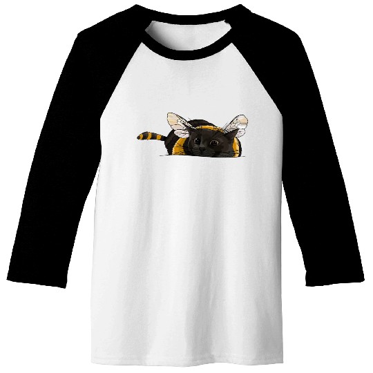 Fuzzy Little Bumblebee Kitty Baseball Tees