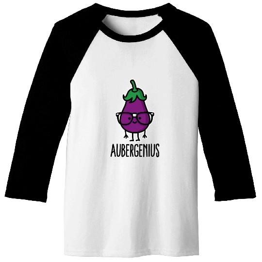 Aubergine eggplant genius Aubergenius Baseball Tees