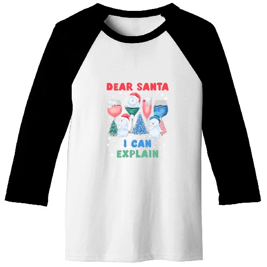 Schneemann Dear Santa I can Explain Funny Baseball Tees