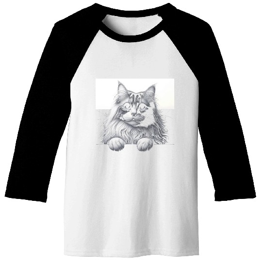 More Treats persian 1- Cute realistic cat drawing Baseball Tees
