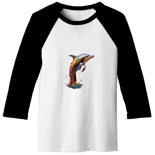 Rainbow Dolphin Baseball Tees