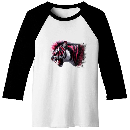 Tiger pink punk Baseball Tees