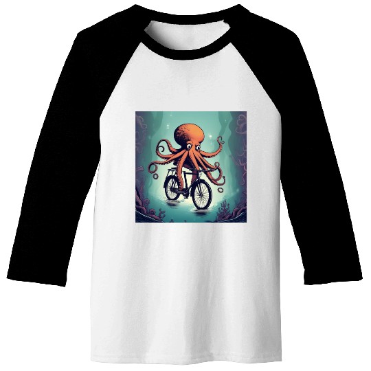 A weird octopus riding a bicycle Baseball Tees