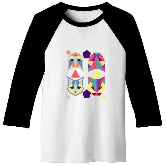 Geometric Cats Bat Retro abstract Baseball Tees