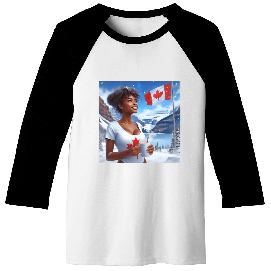 Canadian Winter Snow in Banff Canada Baseball Tees