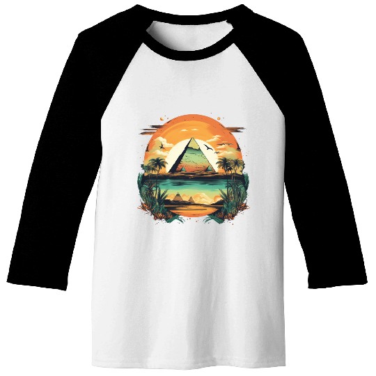 The pyramids the Nile River and date palms Baseball Tees