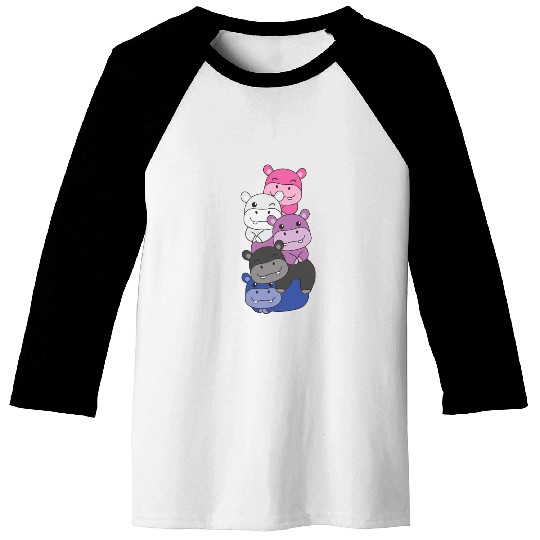 Genderfluid Flag Pride Lgbtq Cute Hippo Baseball Tees