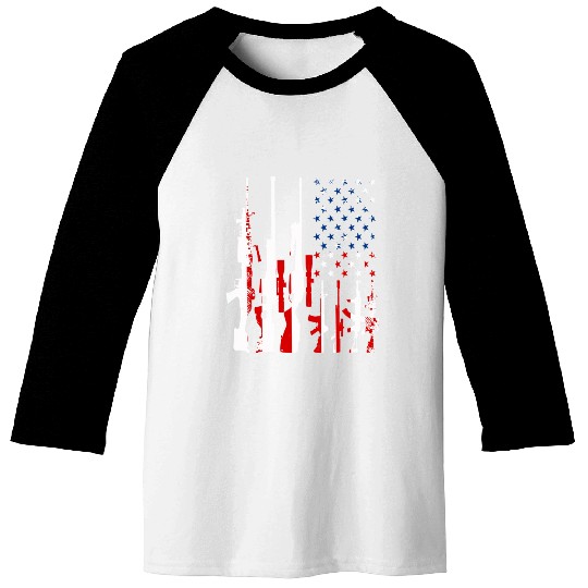 Rifle gun flag Baseball Tees