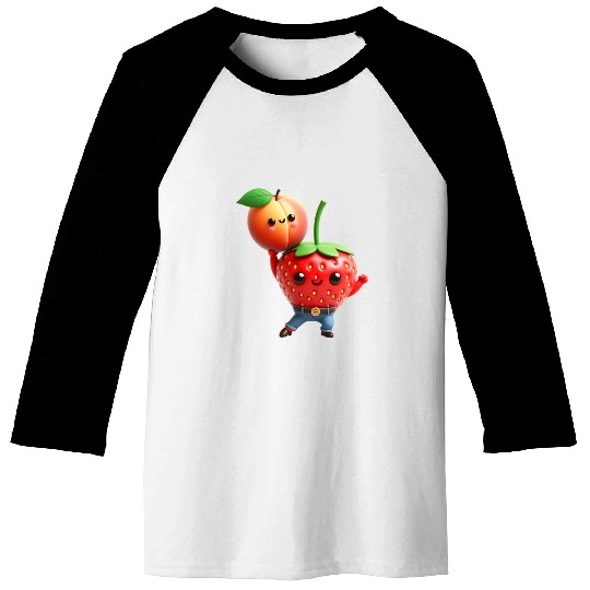 Dancing strawberry with peach Baseball Tees