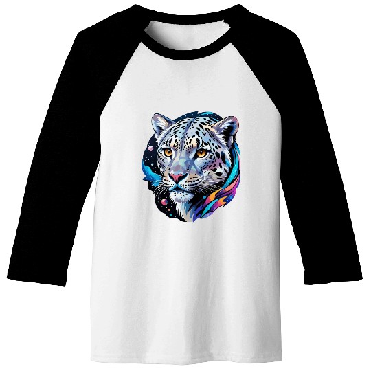 Cosmic Snow Leopard - Ethereal Animal Portrait Baseball Tees