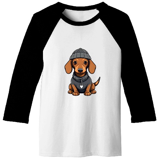Cute dachshund with hat and Baseball Tees