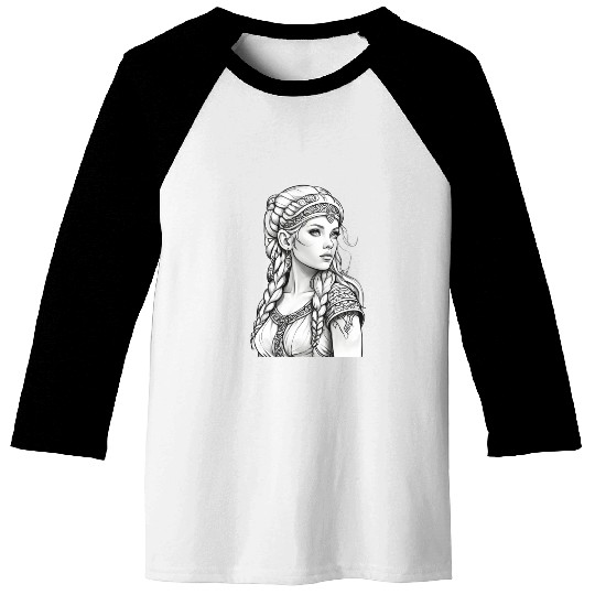 Viking female hairstyles grayscale Baseball Tees