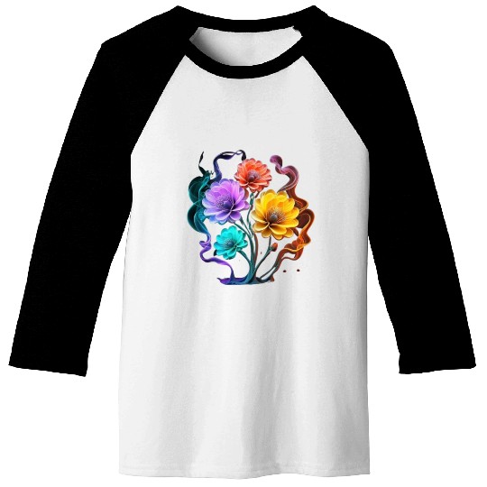 colorful neon flowers Baseball Tees