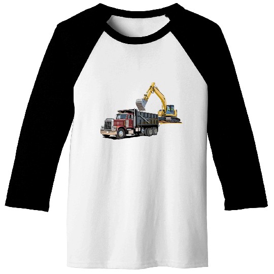 Dump Truck and Excavator Baseball Tees