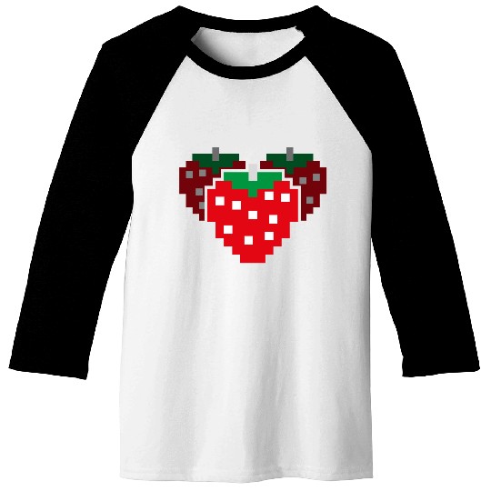 8 Bit Pixel Strawberry 80s Video Game 100 Days of Baseball Tees
