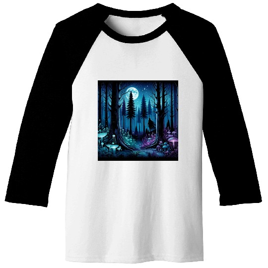 Mystic Moonlit Enchanted Forest Baseball Tees