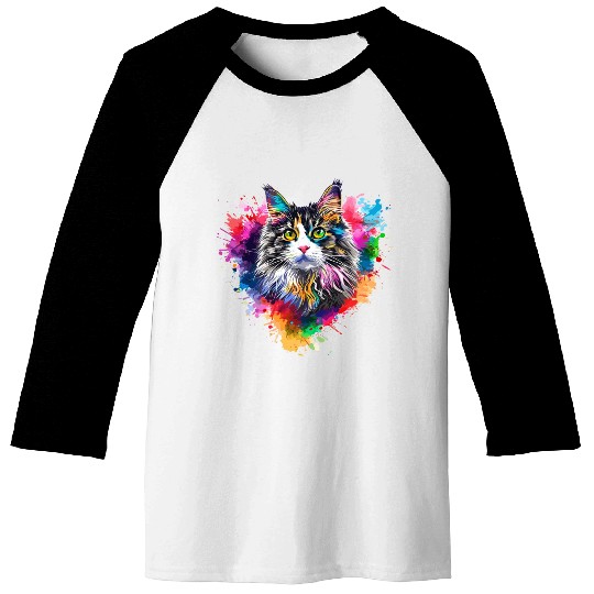 Colorburst Whiskers Rainbow Heart Baseball Tees