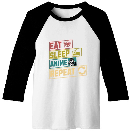 Eat sleep anime repeat hobby Baseball Tees