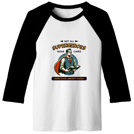 Superhero Librarian - Library Card Baseball Tees