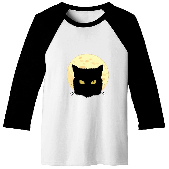 Cat Full Moon Cat Owner Gift Baseball Tees
